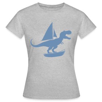Minimalistische Jolle mit T-Rex Sommer - Frauen T-Shirt - Grau meliert - Vorne - AI Model Female 172 dark (172cm)