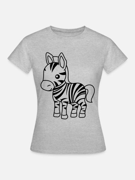 Zebra Comic Tier - Frauen T-Shirt - Grau meliert
