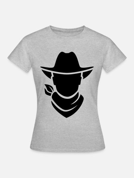 Cowboy western kopf - Frauen T-Shirt - Grau meliert