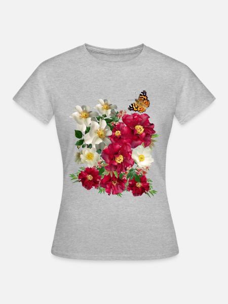 Sommergartenblumen, Floral Design - Frauen T-Shirt - Grau meliert