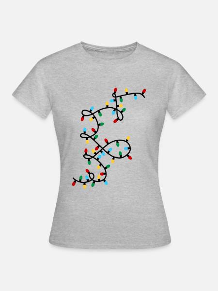 Lichterkette Weihnachten - Frauen T-Shirt - Grau meliert
