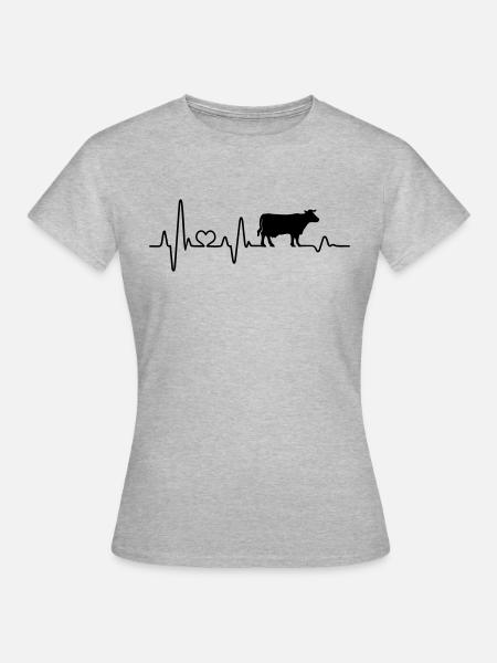 Kuh Herzschlag Kuh Bauernhof Kühe Landwirt Rind - Frauen T-Shirt - Grau meliert