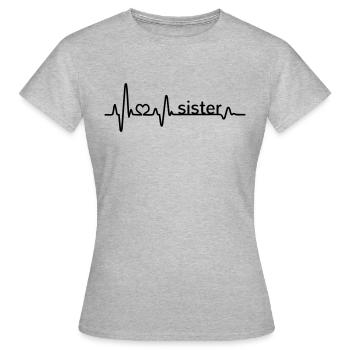 Herzschlag Sister EKG beste Schwester Geschwister - Frauen T-Shirt - Grau meliert - Vorne - AI Model Female 172 dark (172cm)