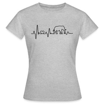 Herzschlag Elefant Liebe Afrika Safari Elefanten - Frauen T-Shirt - Grau meliert - Vorne - AI Model Female 172 dark (172cm)