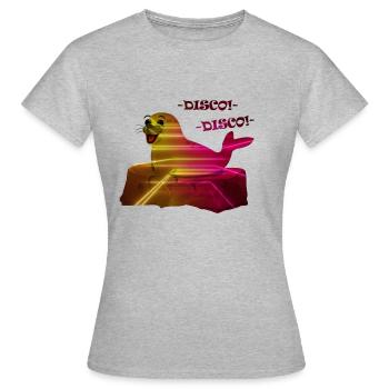 Disko Retro Seehund - Frauen T-Shirt - Grau meliert - Vorne - AI Model Female 172 dark (172cm)