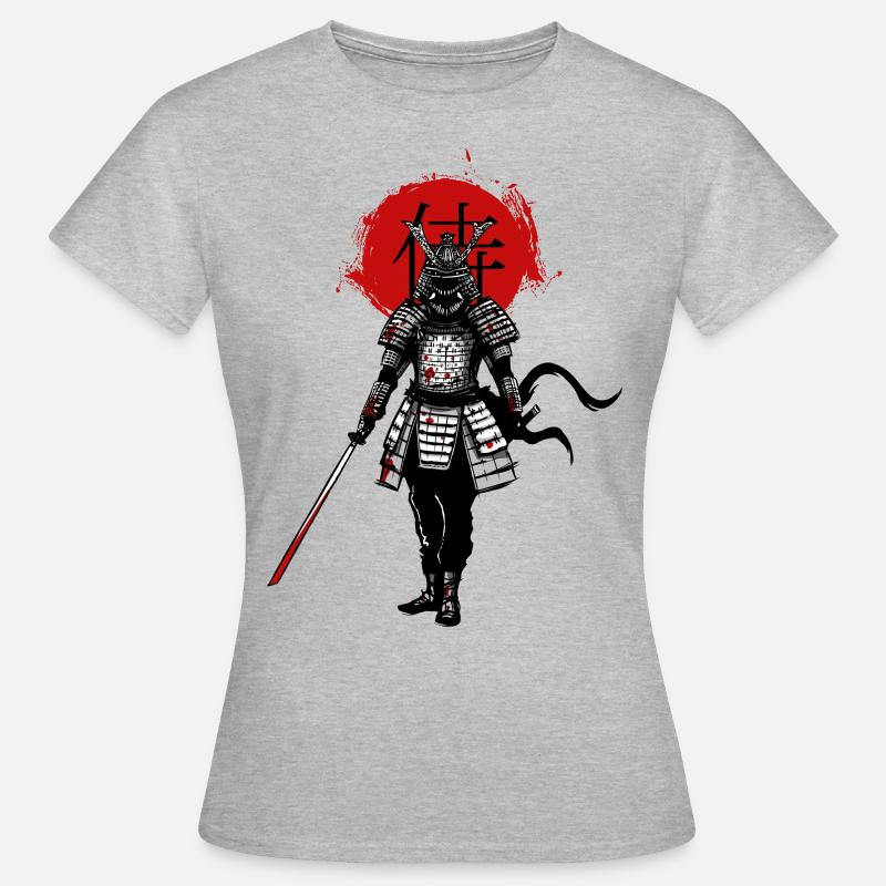 Samurai on a red background - Women's T-Shirt - heather grey