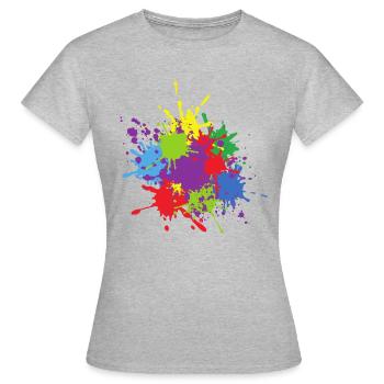 Mehrfarbiger Farbklecks - Frauen T-Shirt - Grau meliert - Vorne - AI Model Female 172 dark (172cm)
