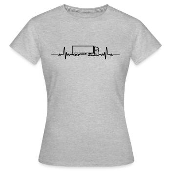 LKW Truck Herzschlag Trucker Fernfahrer Spedition - Frauen T-Shirt - Grau meliert - Vorne - AI Model Female 172 dark (172cm)