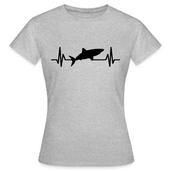shark heartbeat shark shark fin - Women's T-Shirt - heather grey - Front - AI Model Female 172 dark (172cm)