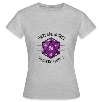 There are 20 sides to every story ! - T-shirt Femme - gris chiné - Devant - AI Model Female 172 dark (172cm)