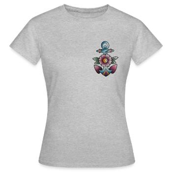 Ancre de tatouage traditionnelle - T-shirt Femme - gris chiné - Devant - AI Model Female 172 dark (172cm)