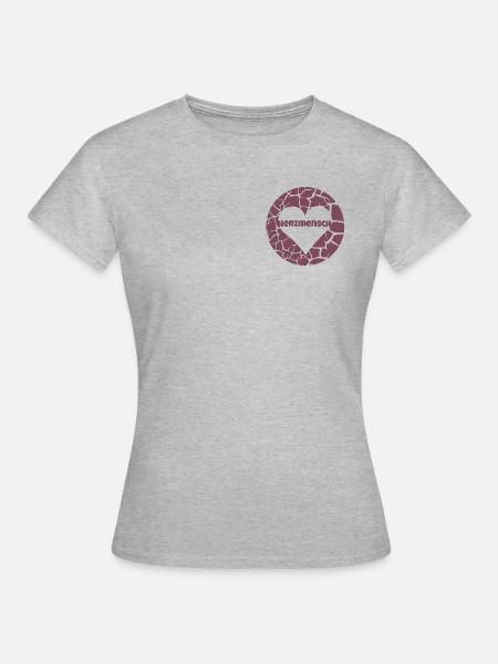 Herzmensch - Frauen T-Shirt - Grau meliert