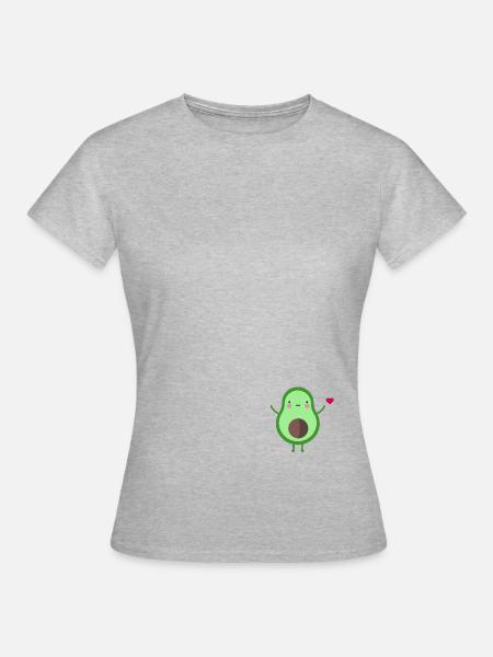 Avocado Cartoon Emoji - Frauen T-Shirt - Grau meliert