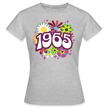 Retro Groovy Jahr 1965 Frauen 60 Jahre alt Geburtstag - Frauen T-Shirt - Grau meliert - Vorne - AI Model Female 172 dark (172cm)