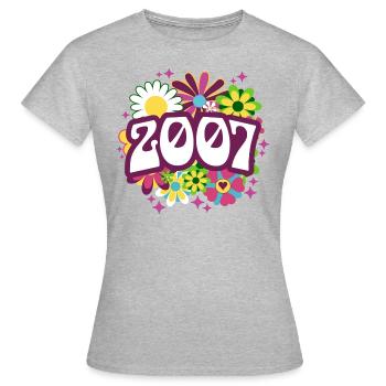 Rétro Groovy Année 2007 Femme 18 Ans Anniversaire - T-shirt Femme - gris chiné - Devant - AI Model Female 172 dark (172cm)