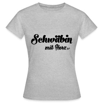 Schwäbin mit Herz Spätzle Schwäbisch Schwaben - Frauen T-Shirt - Grau meliert - Vorne - AI Model Female 172 dark (172cm)
