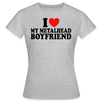 Ich liebe Metal, ich liebe meinen Metal-Freund - Frauen T-Shirt - Grau meliert - Vorne - AI Model Female 172 dark (172cm)