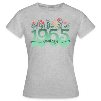 Blumen 1965 Geburtstagsfrau 60 Jahre - Frauen T-Shirt - Grau meliert - Vorne - AI Model Female 172 dark (172cm)