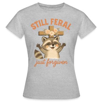 Waschbär Glaube Phrase Christlicher Humor - Frauen T-Shirt - Grau meliert - Vorne - AI Model Female 172 dark (172cm)