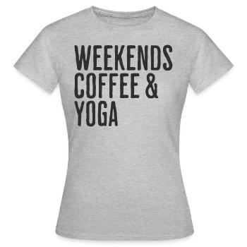 Entspannendes Zen-Wochenende Kaffee & Yoga - Frauen T-Shirt - Grau meliert - Vorne - AI Model Female 172 dark (172cm)