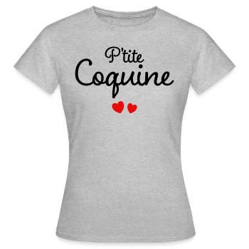 Petite Coquine Humour Surnom Affectueux Femme - T-shirt Femme - gris chiné - Devant - AI Model Female 172 dark (172cm)