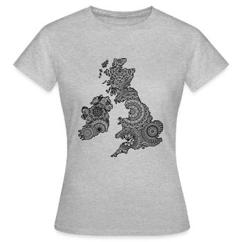 UK Mandala - Frauen T-Shirt - Grau meliert - Vorne - AI Model Female 172 dark (172cm)