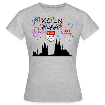 Köln Alaaf ,Karneval Fastnacht Dom Wappen shirt - Frauen T-Shirt - Grau meliert - Vorne - AI Model Female 172 dark (172cm)