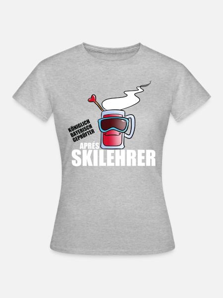 Bavarian Monkey Après Ski Skilehrer - Frauen T-Shirt - Grau meliert