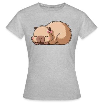 Süßes Capybara Rosa Schleife Capybara - Frauen T-Shirt - Grau meliert - Vorne - AI Model Female 172 dark (172cm)