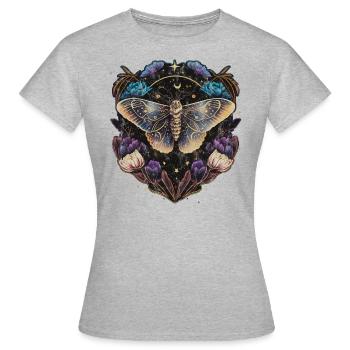 Moth, Moth, Flowers, Moon, Gothic, Wicca - Women's T-Shirt - heather grey - Front - AI Model Female 172 dark (172cm)
