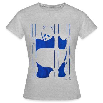Panda in Wasserfarbe, handgezeichnet, No AI - Frauen T-Shirt - Grau meliert - Vorne - AI Model Female 172 dark (172cm)