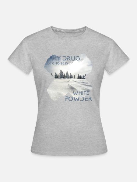 White Powder / Snowboard - Frauen T-Shirt - Grau meliert