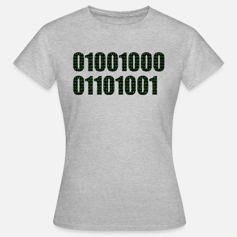 Code binaire "Salut" - T-shirt Femme - gris chiné