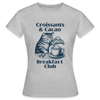 Club Petit-Déjeuner Cacao Croissants - T-shirt Femme - gris chiné - Devant - AI Model Female 172 dark (172cm)