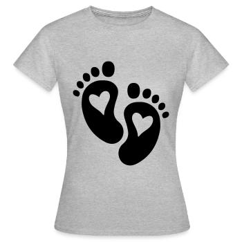 Pieds de bébé Coeur - T-shirt Femme - gris chiné - Devant - AI Model Female 172 dark (172cm)
