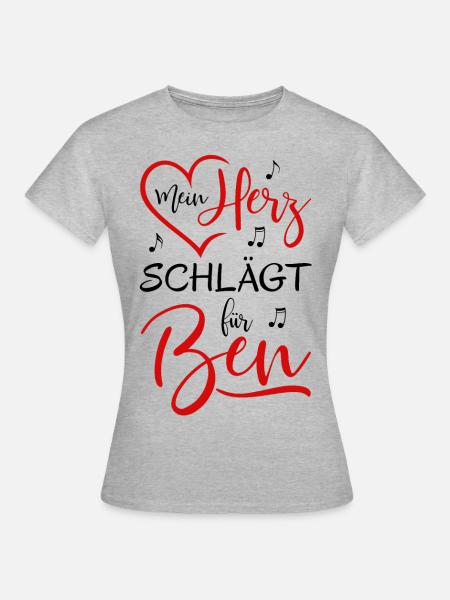 Mein Herz schlägt für Ben rot - Frauen T-Shirt - Grau meliert