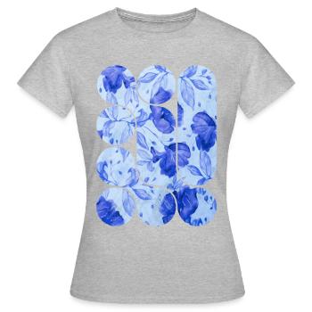 Blaue blumige Eleganz - Frauen T-Shirt - Grau meliert - Vorne - AI Model Female 172 dark (172cm)