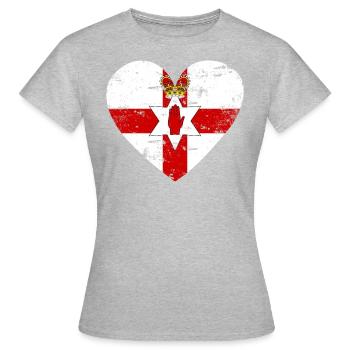 Nordirland Flaggenherz - Frauen T-Shirt - Grau meliert - Vorne - AI Model Female 172 dark (172cm)