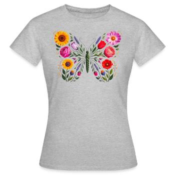 Women's Floral Butterfly Silhouette - Women's T-Shirt - heather grey - Front - AI Model Female 172 dark (172cm)