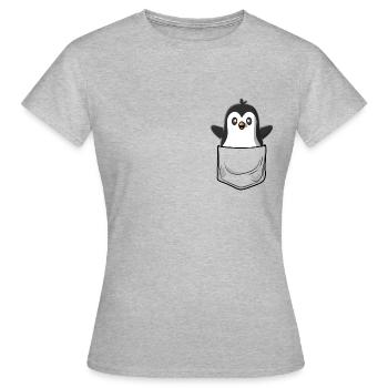 Poche de poche de poitrine de pingouin - T-shirt Femme - gris chiné - Devant - AI Model Female 172 dark (172cm)