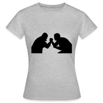 silhouette de lutte bras de fer pauvres - T-shirt Femme - gris chiné - Devant - AI Model Female 172 dark (172cm)
