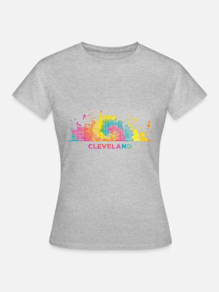 Clevelander Skyline Cleveland - Frauen T-Shirt - Grau meliert