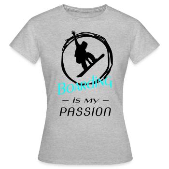 Boarding Snowboarding - Frauen T-Shirt - Grau meliert - Vorne - AI Model Female 172 dark (172cm)
