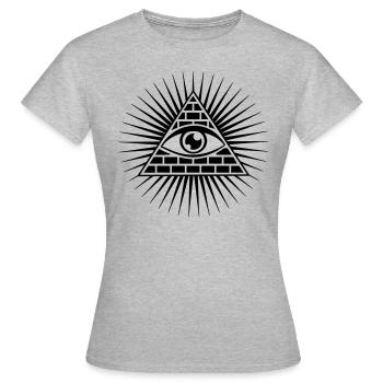 Tout oeil voyant Triangle Horus Franc-maçon - T-shirt Femme - gris chiné - Devant - AI Model Female 172 dark (172cm)