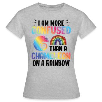 Ich Bin Verwirrter Als Ein Chamäleon - Frauen T-Shirt - Grau meliert - Vorne - AI Model Female 172 dark (172cm)