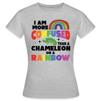 Ich Bin Verwirrter Als Ein Chamäleon - Frauen T-Shirt - Grau meliert - Vorne - AI Model Female 172 dark (172cm)