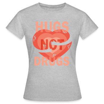 Des câlins au lieu de drogues - T-shirt Femme - gris chiné - Devant - AI Model Female 172 dark (172cm)