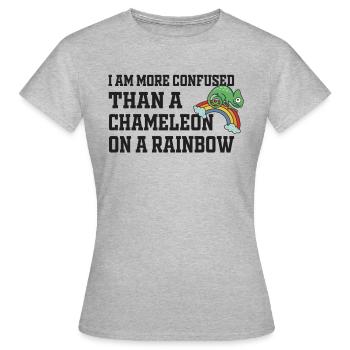 Ich Bin Verwirrter Als Ein Chamäleon - Frauen T-Shirt - Grau meliert - Vorne - AI Model Female 172 dark (172cm)
