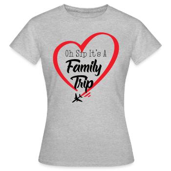 Oh Sip C’est un voyage en famille - T-shirt Femme - gris chiné - Devant - AI Model Female 172 dark (172cm)