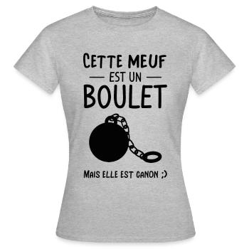 Cette Meuf est un Boulet mais elle est canon - T-shirt Femme - gris chiné - Devant - AI Model Female 172 dark (172cm)